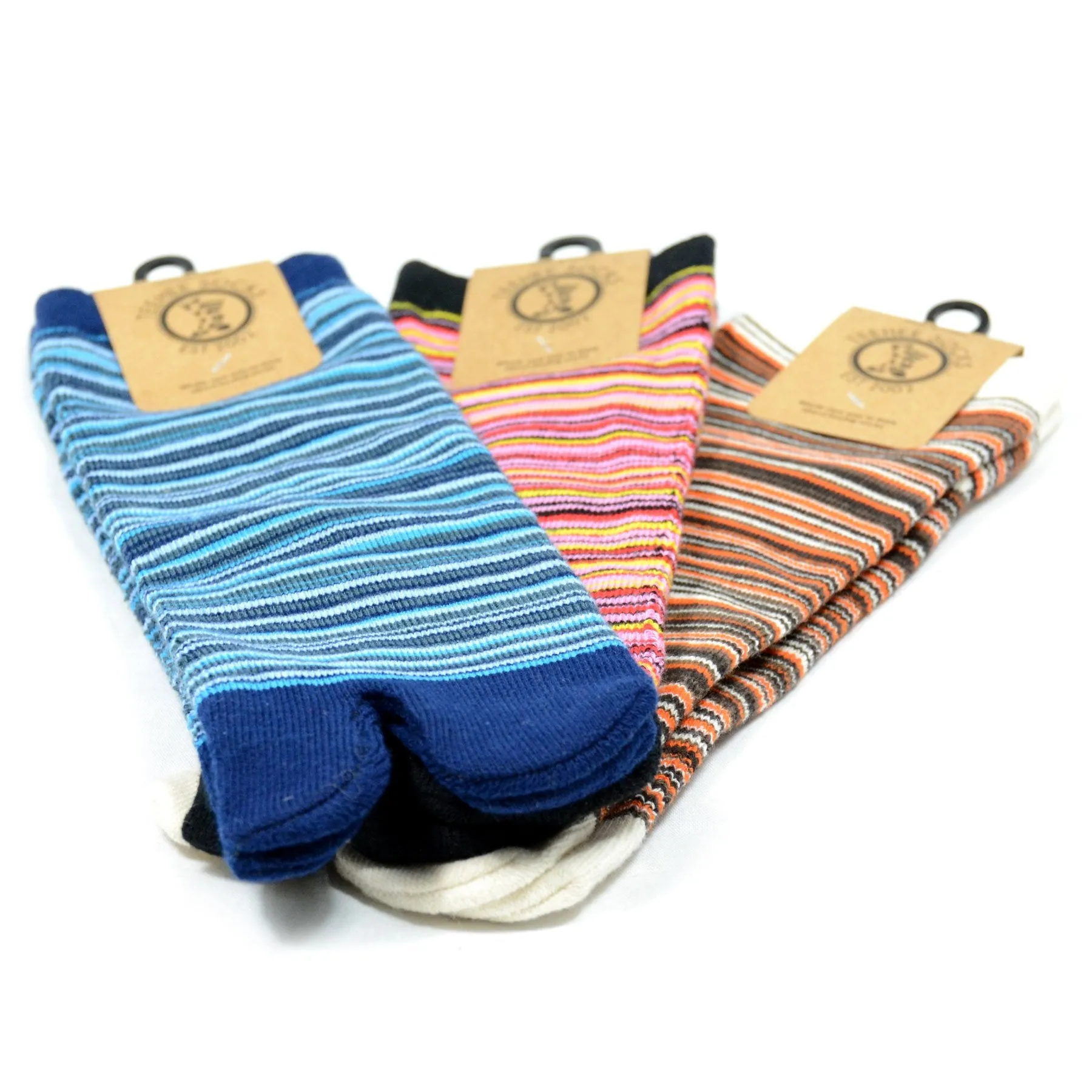 TeeHee Socks Unisex Casual Cotton Big Toe Mini Stripe 3-Pack (11720)