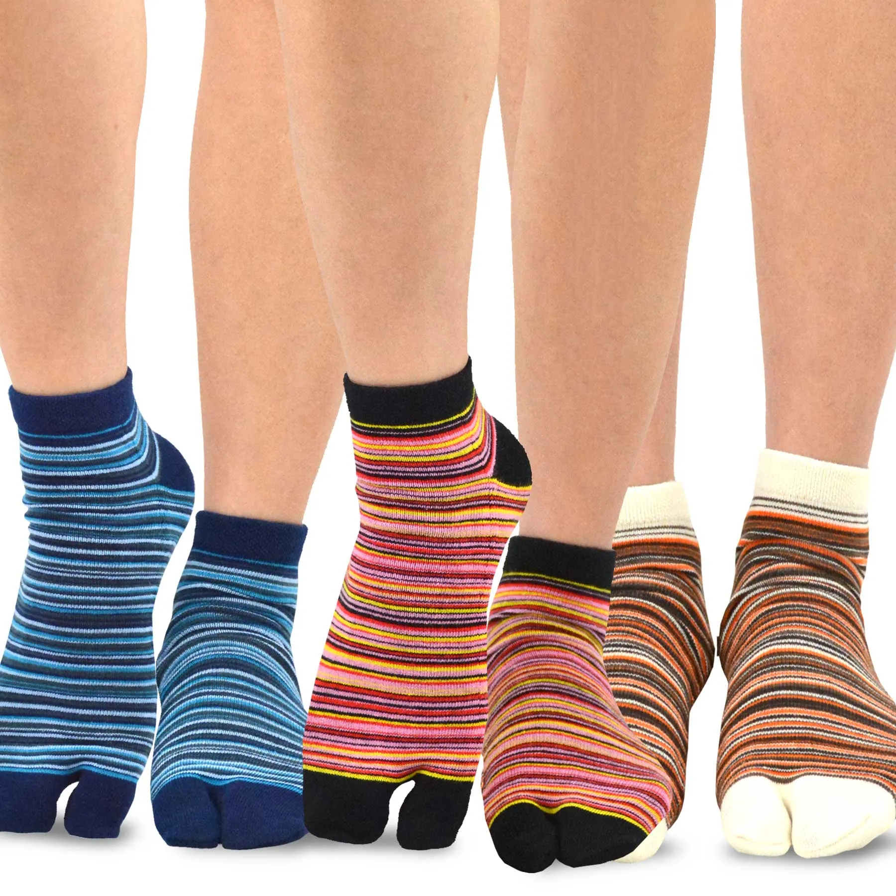 TeeHee Socks Unisex Casual Cotton Big Toe Mini Stripe 3-Pack (11720)