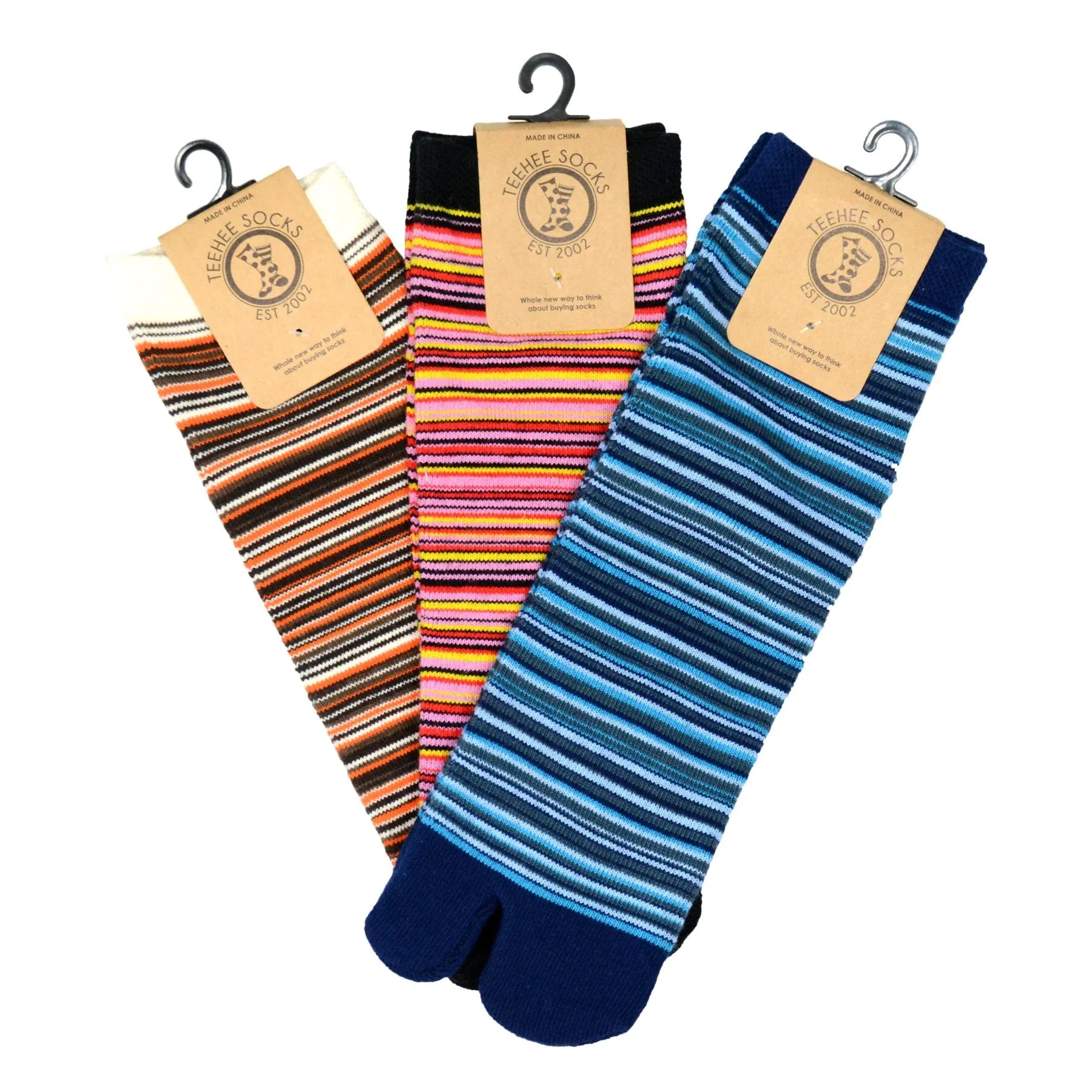 TeeHee Socks Unisex Casual Cotton Big Toe Mini Stripe 3-Pack (11720)