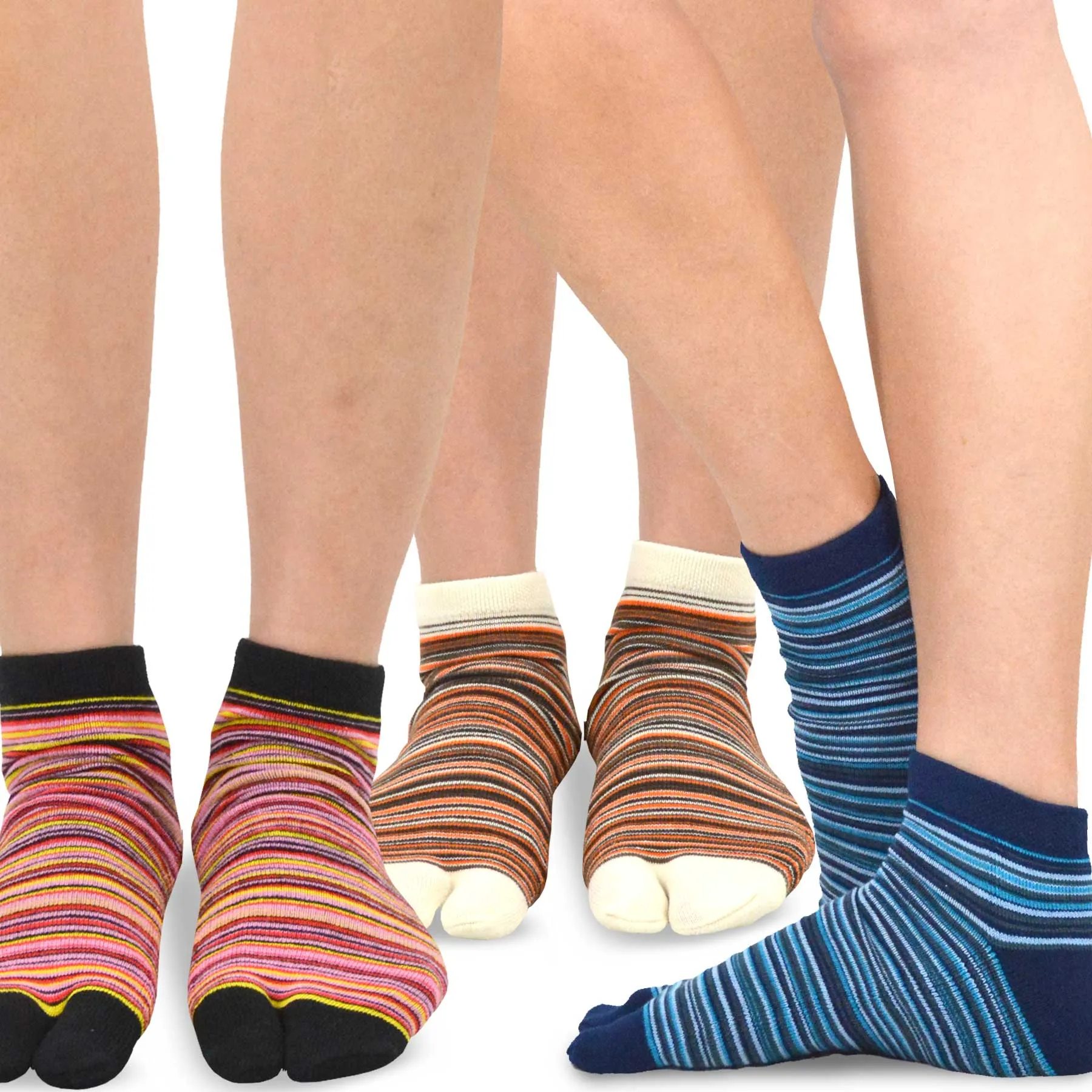 TeeHee Socks Unisex Casual Cotton Big Toe Mini Stripe 3-Pack (11720)