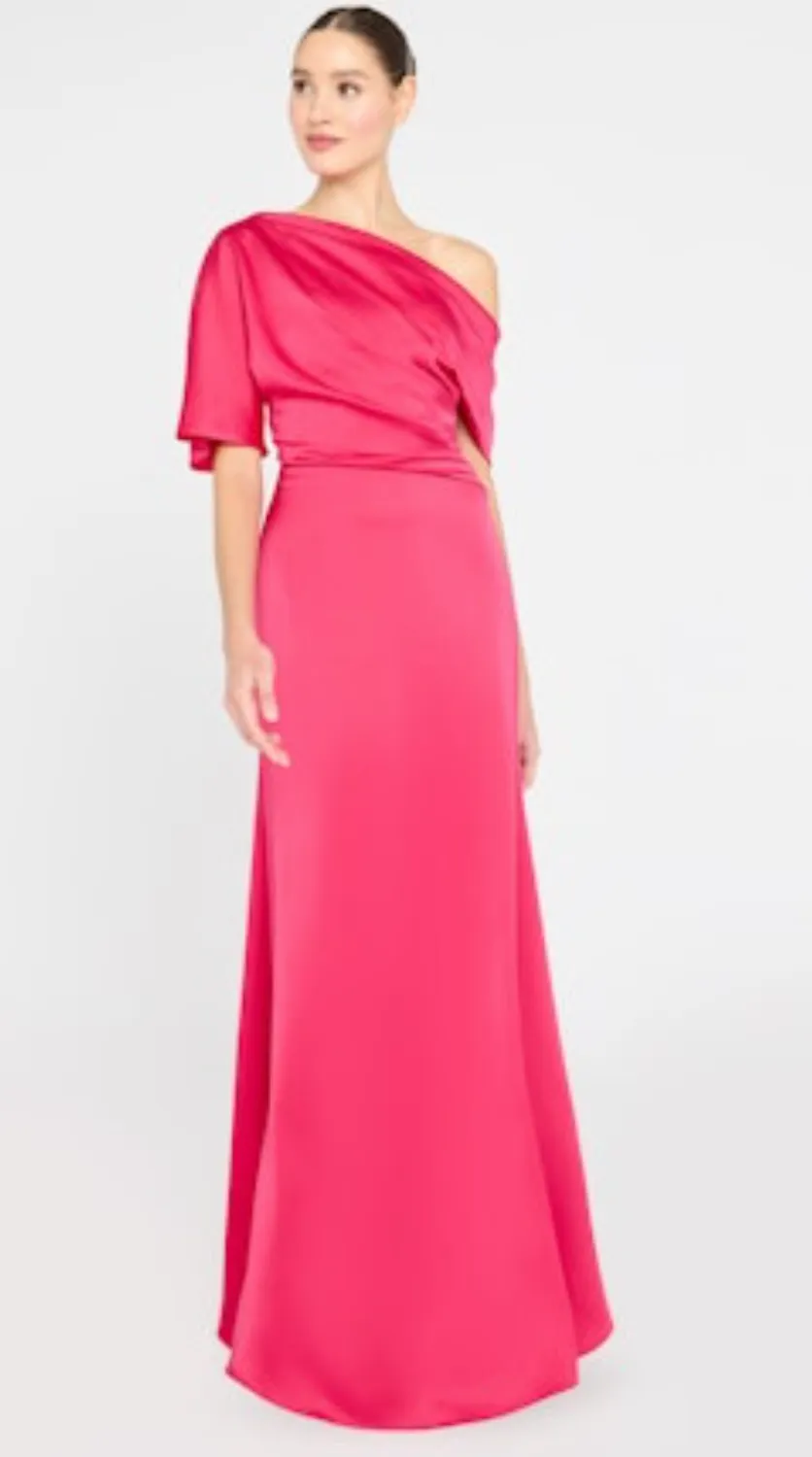 Theia Remi Draped Gown Passionfruit