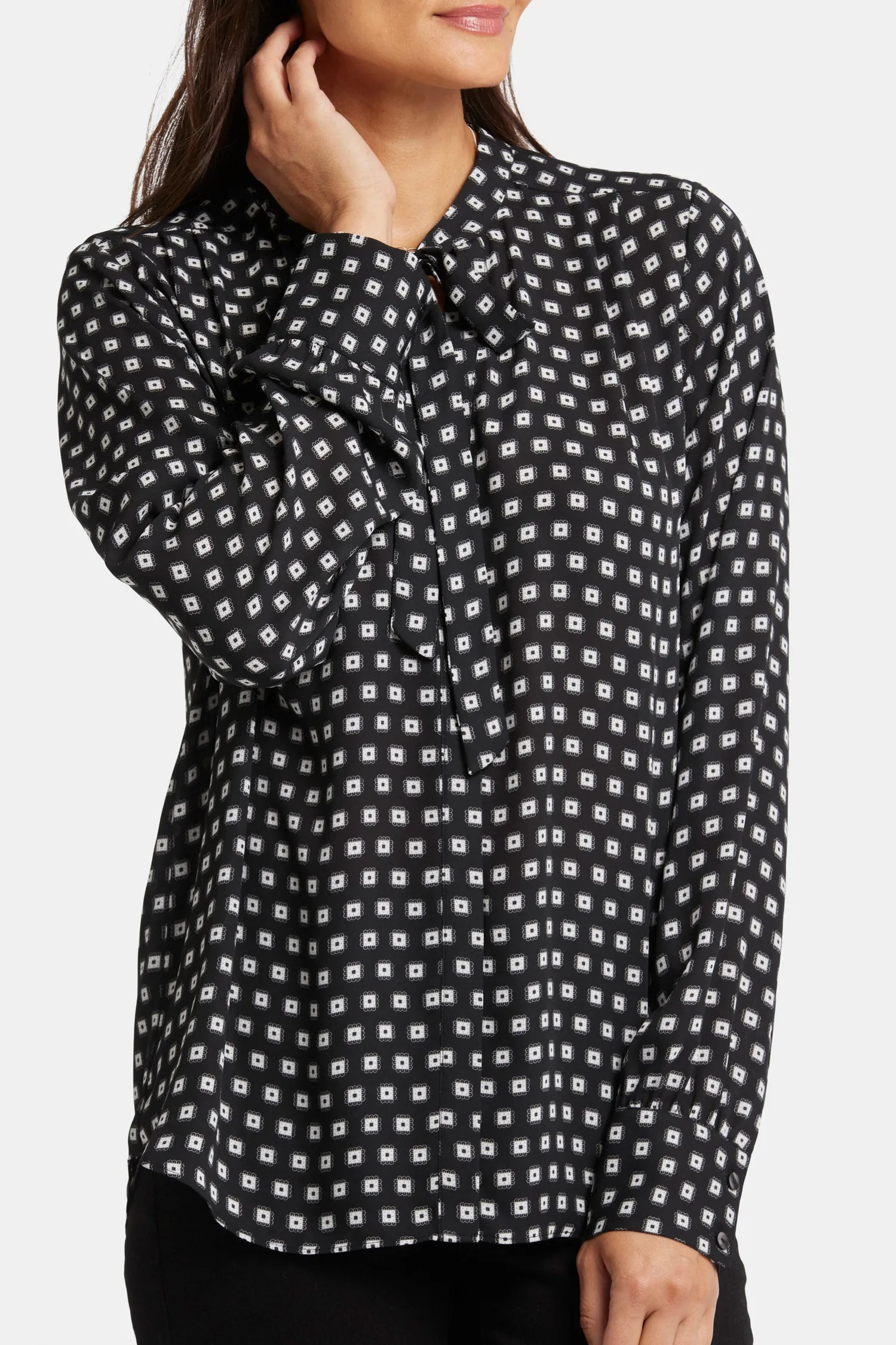 Tie-Neck Blouse - Pearl Medallion