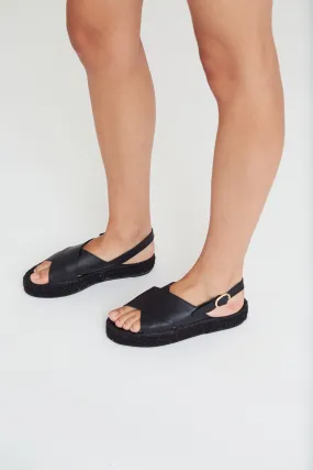 Total Black Crossed Sandal