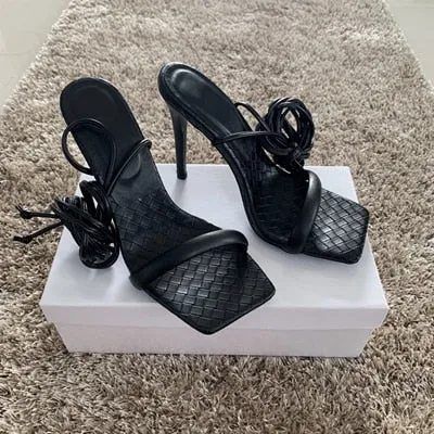 Trendy Fashion Snake Skin High Strap Sandals