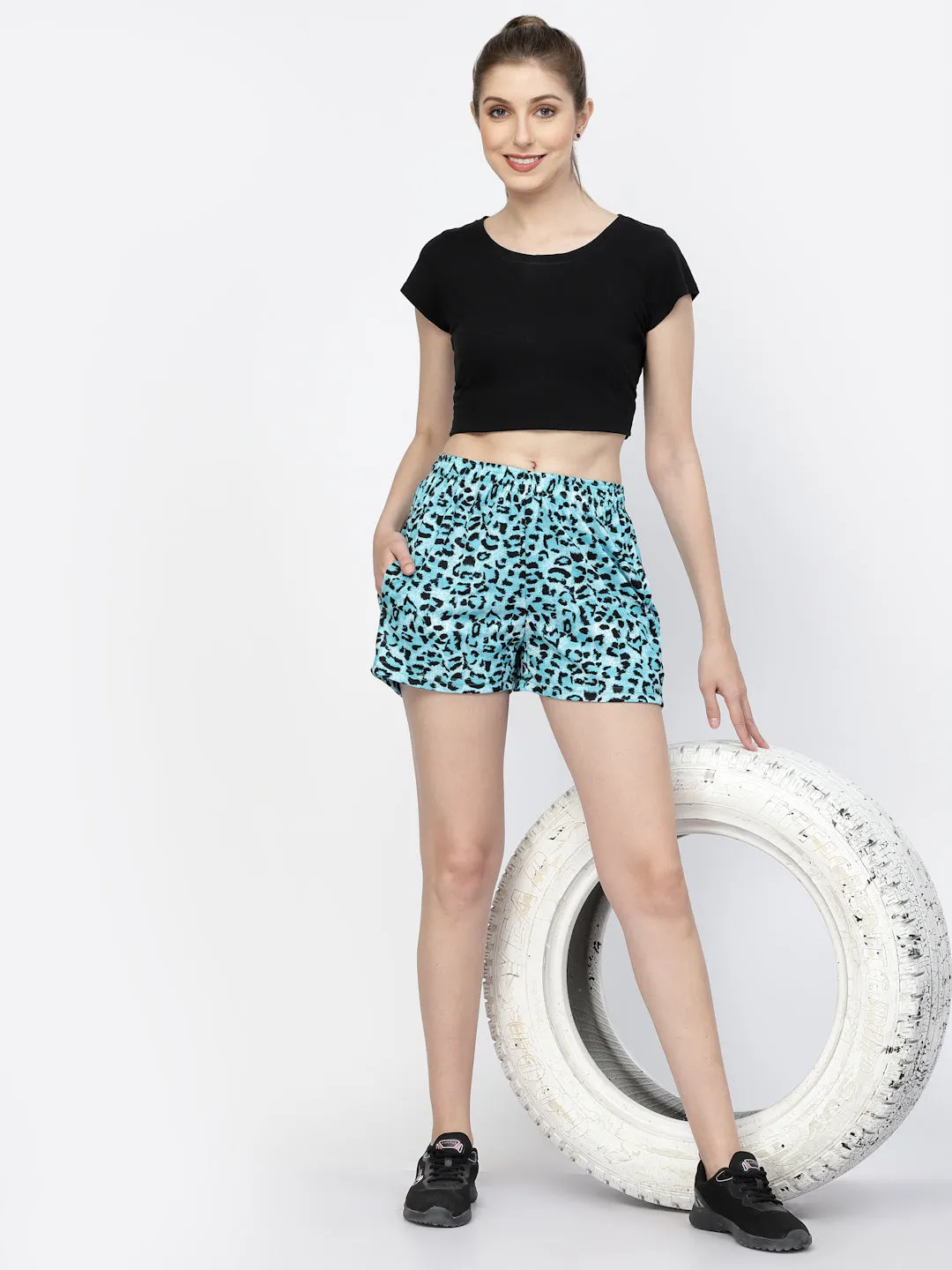 Uzarus Women's Relaxed Fit Printed Shorts with Side Pockets