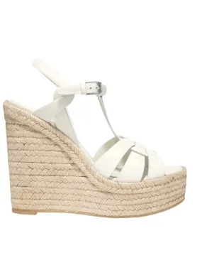White wedge high heels sandals