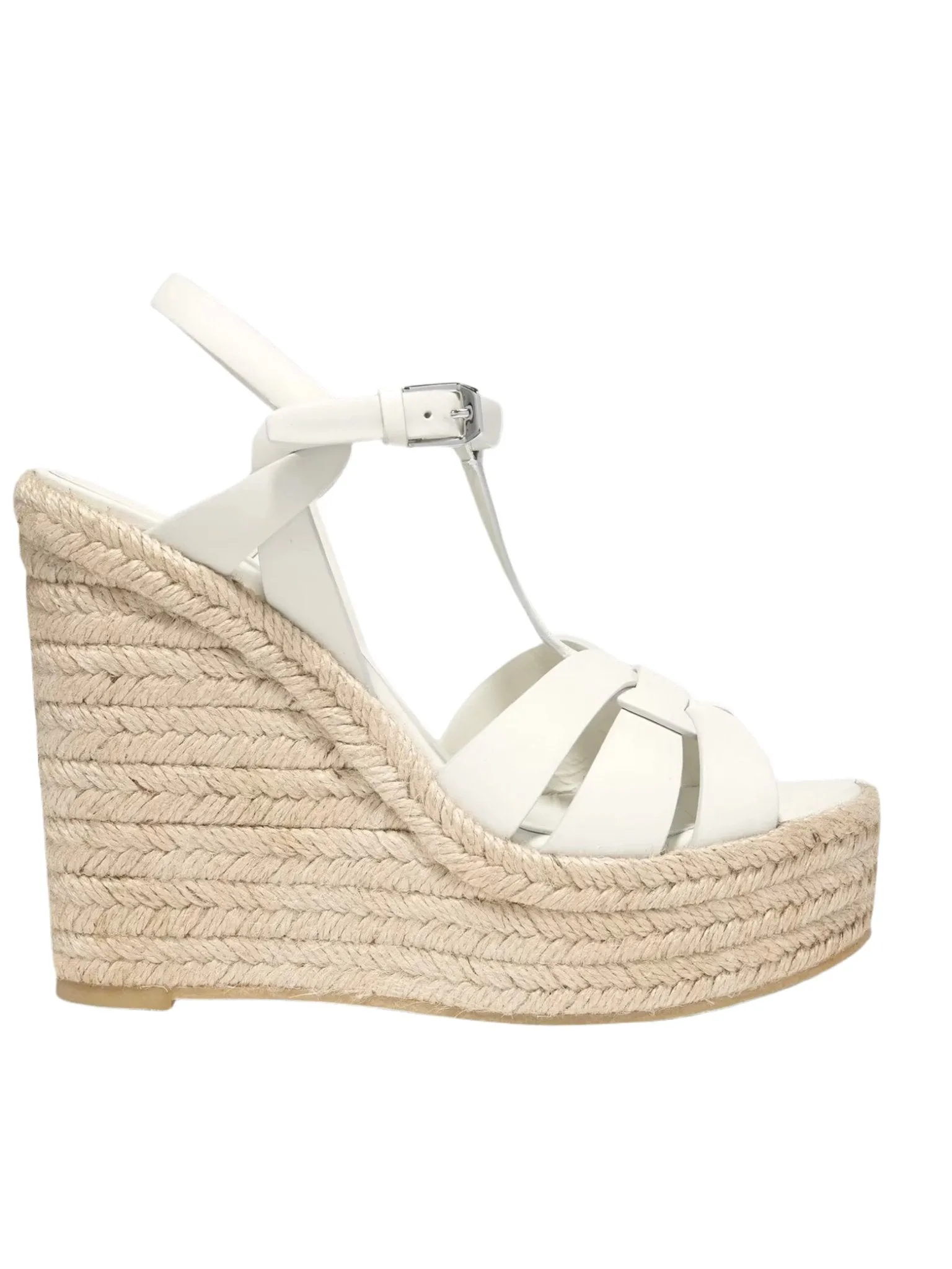 White wedge high heels sandals