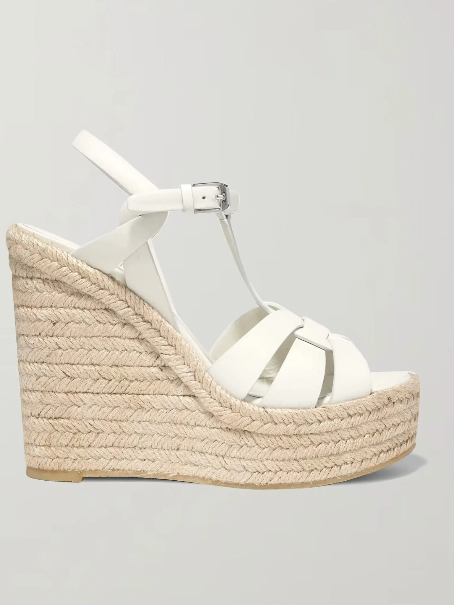 White wedge high heels sandals