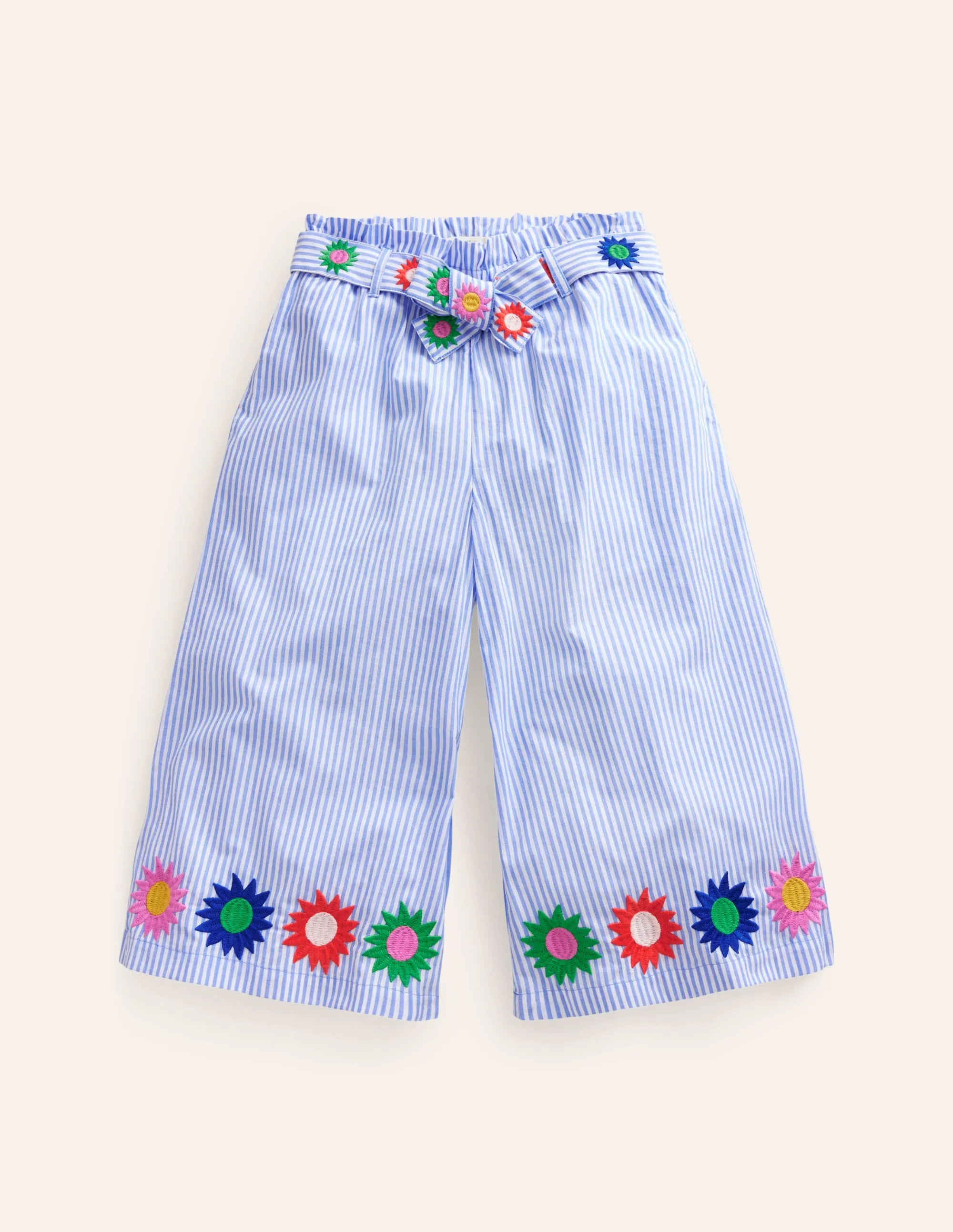 Wide Leg Trousers-Vintage Blue / Ivory Stripe