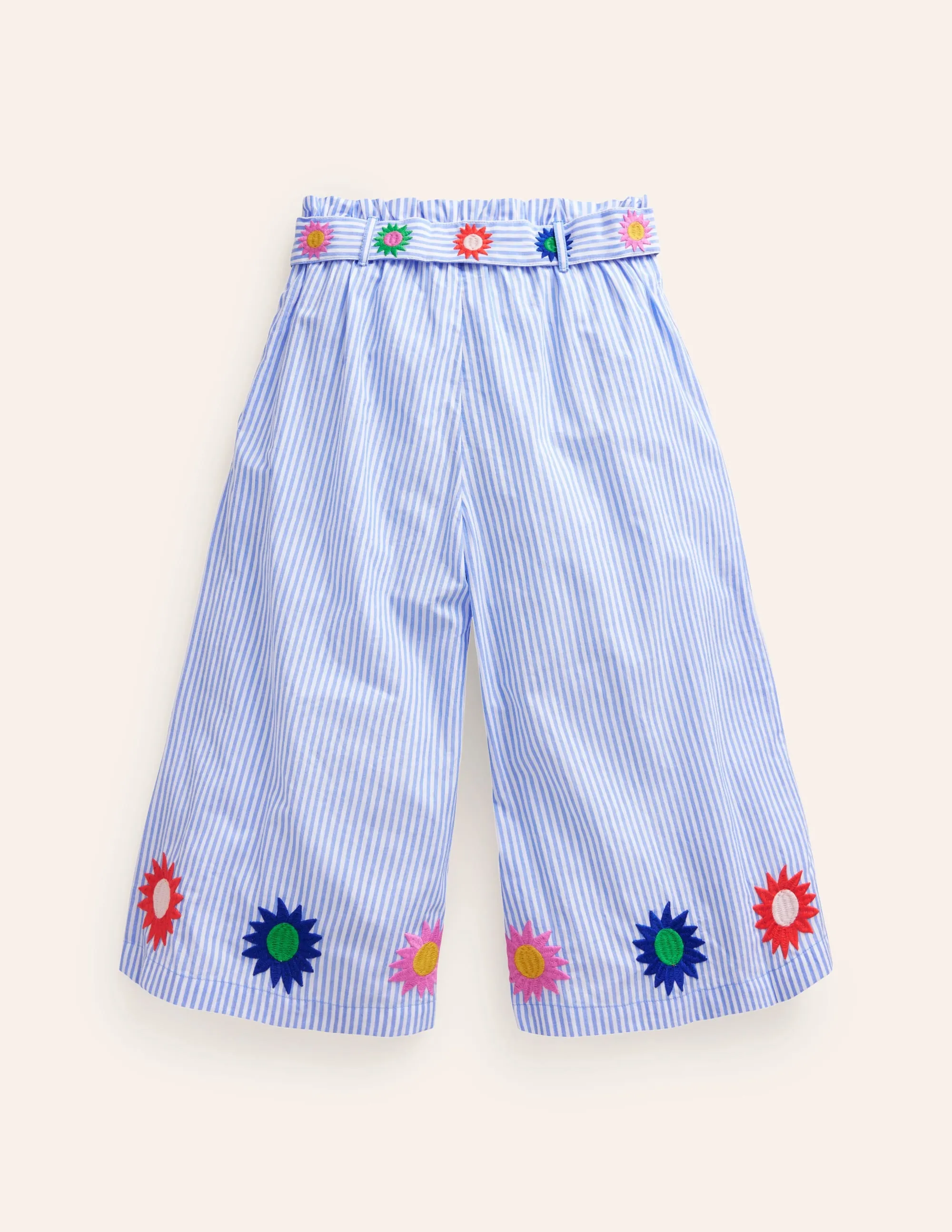 Wide Leg Trousers-Vintage Blue / Ivory Stripe