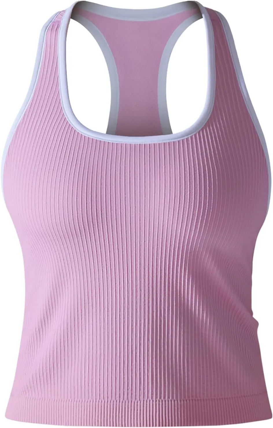 Women Athletic Workout Racerback Shirts, Summer Sleeveless Running Training Tank Tops Elastic Ribbed Slim Fit Clothes