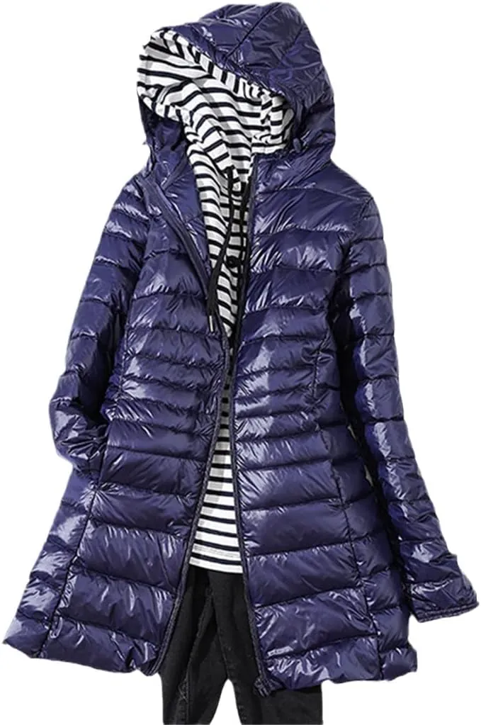 Women Winter Long Down Jacket Ultra Light Down Jacket With Hooded Down Coat