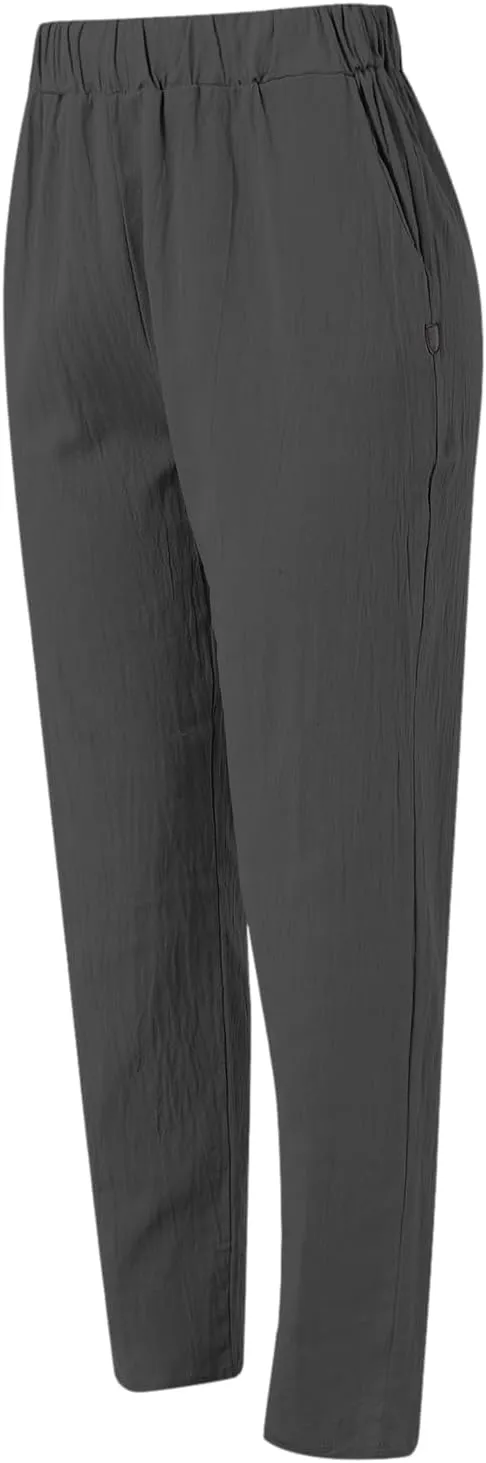 Women's Casual Pants Elastic Waist Trendy Pants Straight Leg Baggy Trousers with Pocket Sweatpants Trousers