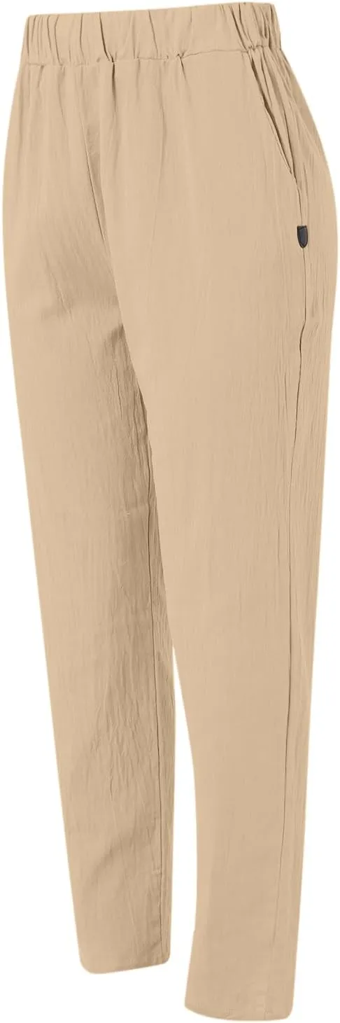 Women's Casual Pants Elastic Waist Trendy Pants Straight Leg Baggy Trousers with Pocket Sweatpants Trousers