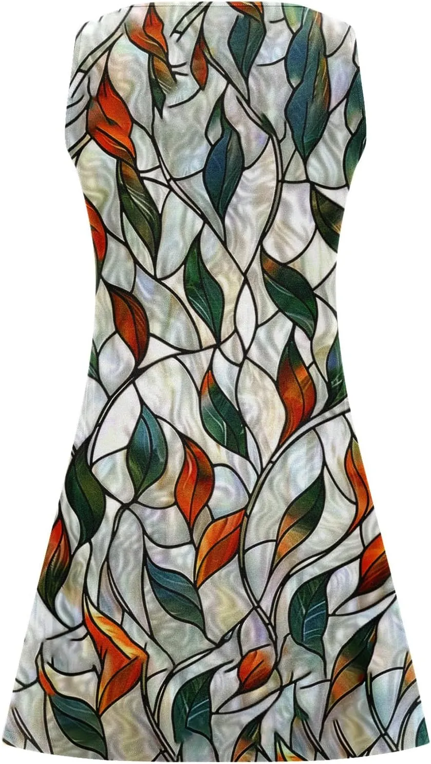Womens Floral Short Sun Dress Sleeveless Beach Vacation Sundresses Trendy Casual Dresses Boho Clothing 2025