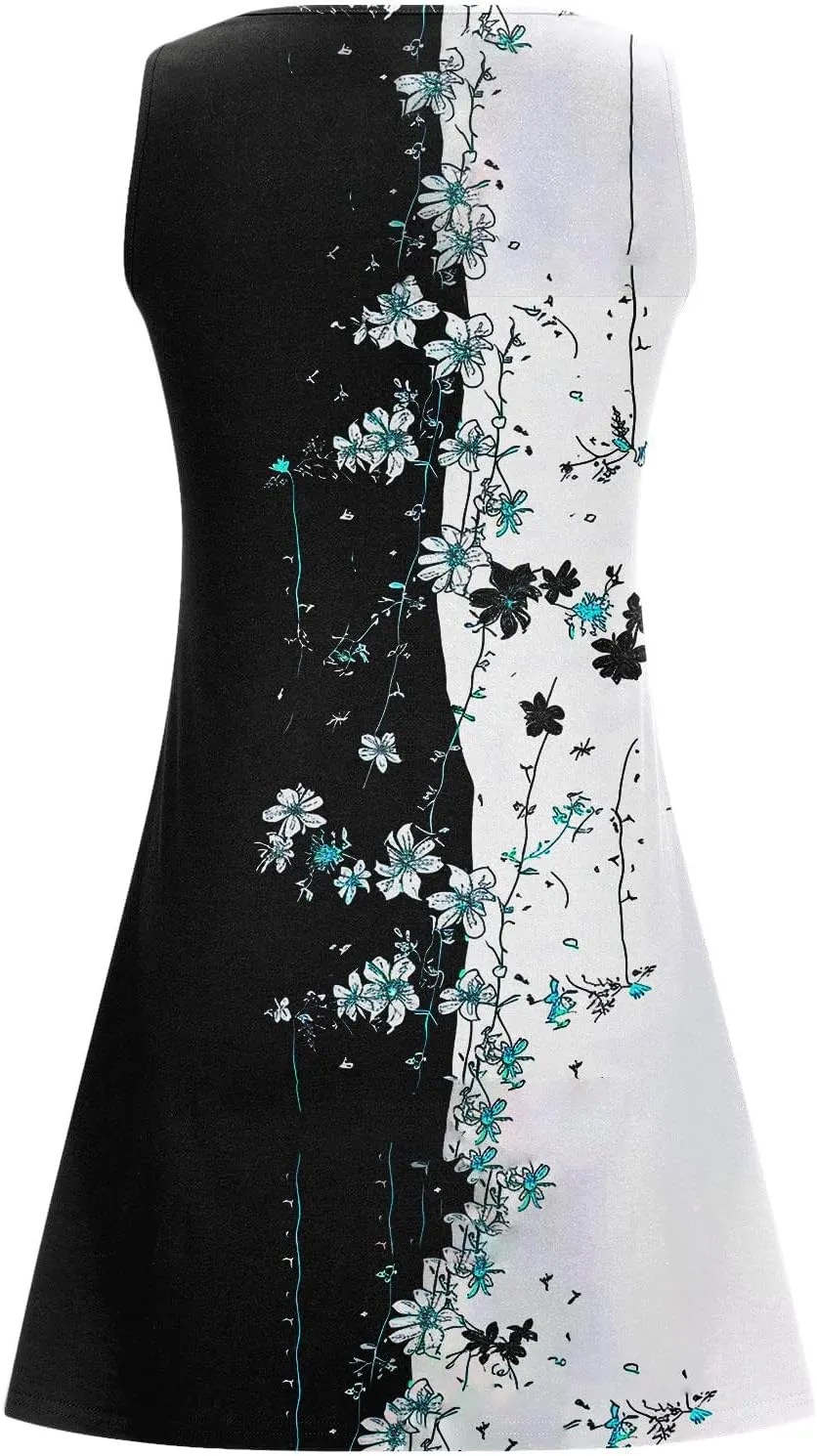 Womens Floral Short Sun Dress Sleeveless Beach Vacation Sundresses Trendy Casual Dresses Boho Clothing 2025