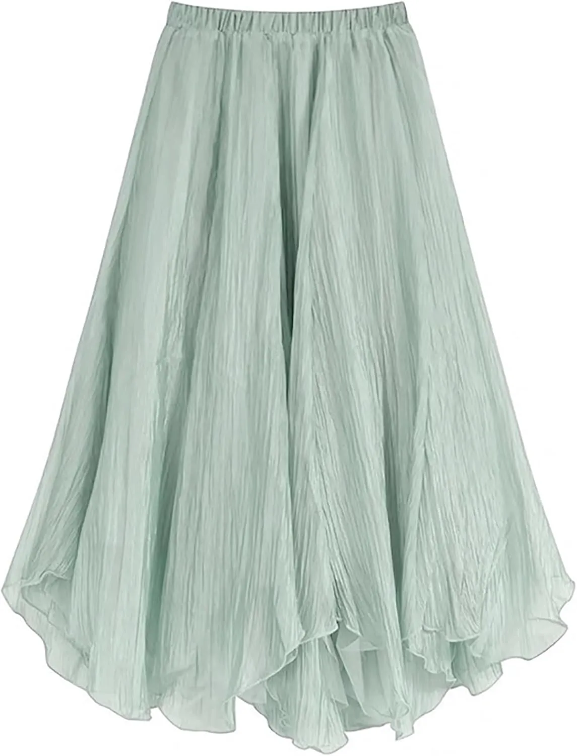 Womens Tulle Skirt Elastic High Waist Pleated A-line Fairy Skirt Layered Mesh Flowy Tutu Skirts