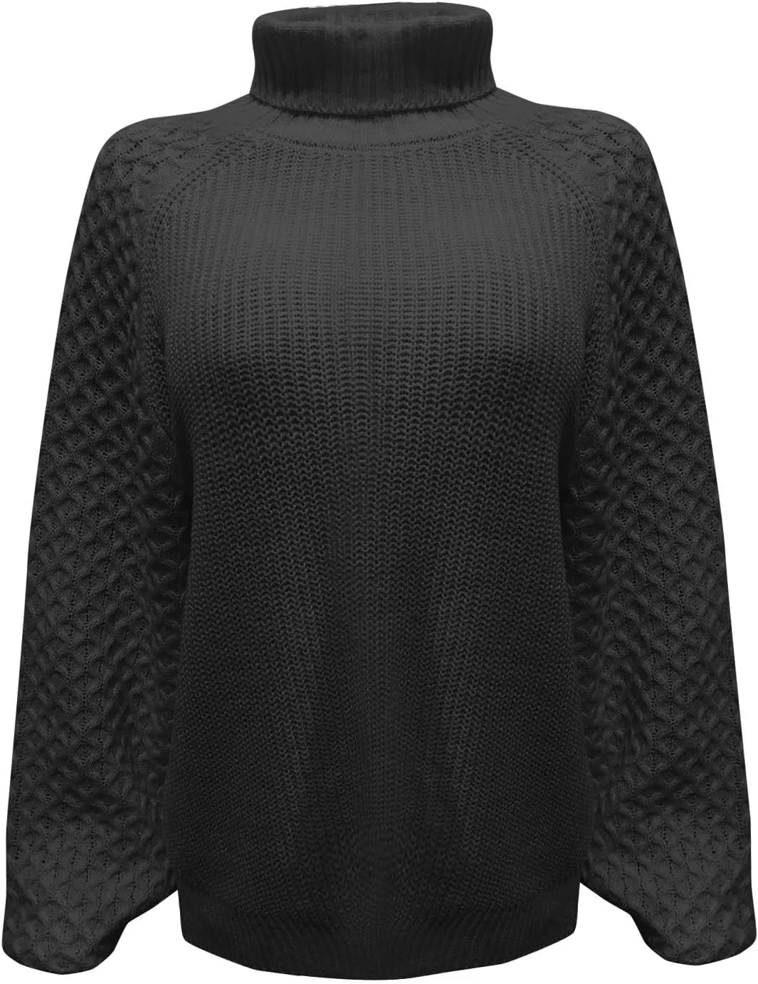 Women's Turtleneck Sweaters 2023 Trendy Cable Knit Lantern Long Sleeve Fall Winter Oversized Pullover Sweater Tops