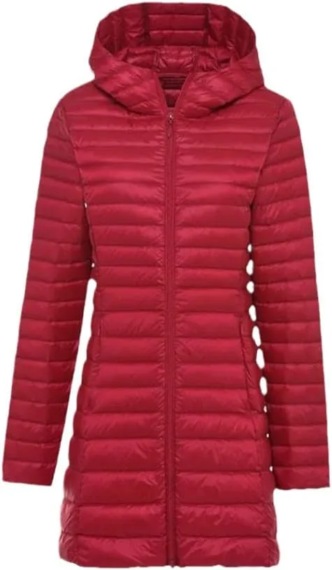 Women's Ultra Light Hooded Down Coat Packable Long-Sleeve Hodded Puffer Jacket