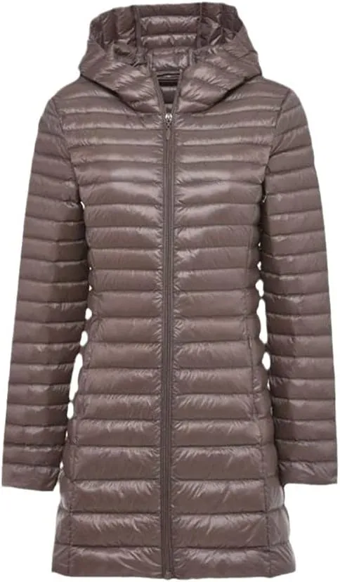 Women's Ultra Light Hooded Down Coat Packable Long-Sleeve Hodded Puffer Jacket