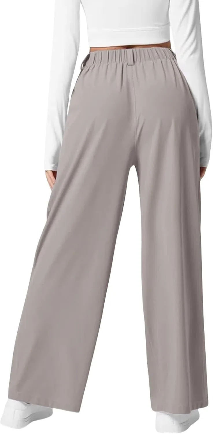 Work Pants Women 2025 Fashion High Waisted Wide Leg Dress Pants Comfy Straight Leg Office Pant Light Pleated Trouser