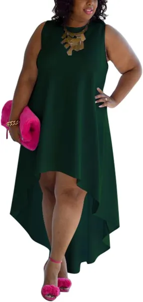 WUSENST Plus Size Maxi Dress for Women Casual Sleeveless Flowy High Low Summer Tank Long Dress